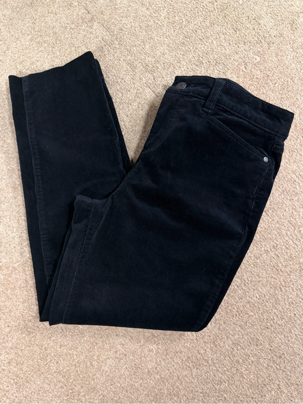 Talbots Petite Black Corduroy High Waisted Straight Leg